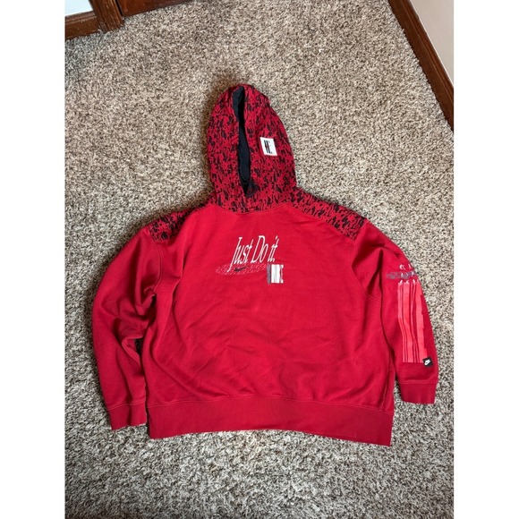Nike Other - Nike Just Do It Hoodie Mens XL Red Graphic Fleece Pullover Sweatshirt